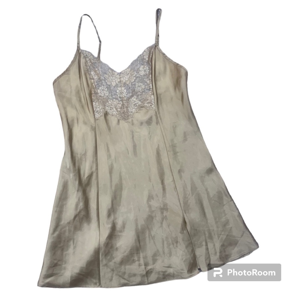 Y2k Victoria’s Secret Gold Metallic Mini Lingerie Slip Dress, Size M